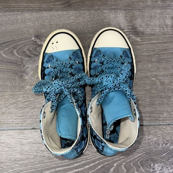 Converse CT All-Star x Dr Woo Little Girl Sz 13 Hi Top Blue Floral Sneakers - Picture 5 of 12